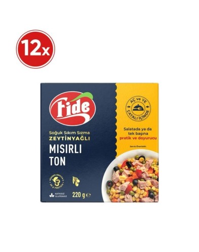 Fide - Fide Mısırlı Ton Soğuk Sıkım Sızma Zeytinyağlı 12 X 220 G